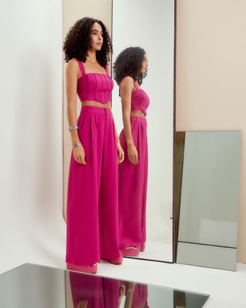 Calça pantalona rosa pink cheap